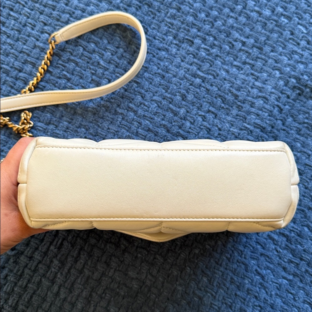 Saint Laurent Cream Quilted Leather Envelope Crossbody with Gold Hardware - Picture 13 of 14
